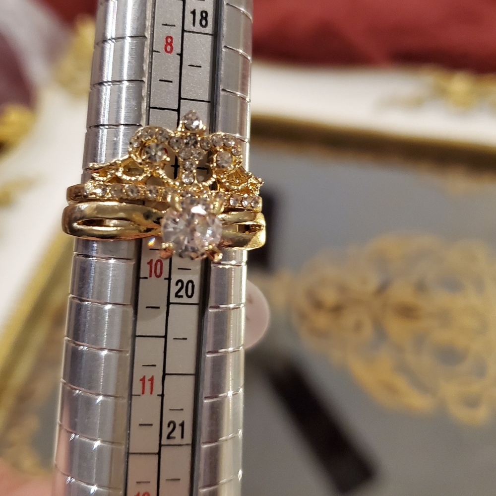 👸🏼👑14kgold plated tiara ring set - Picture 4 of 5